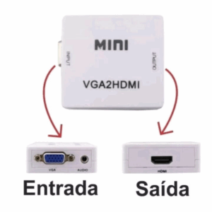Mini adaptador conversor  VGA para HDMI  - Vem com cabo de alimentação